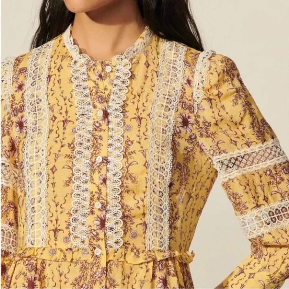 Sandro floral maxi dress with lace trim - Picture 7 of 9